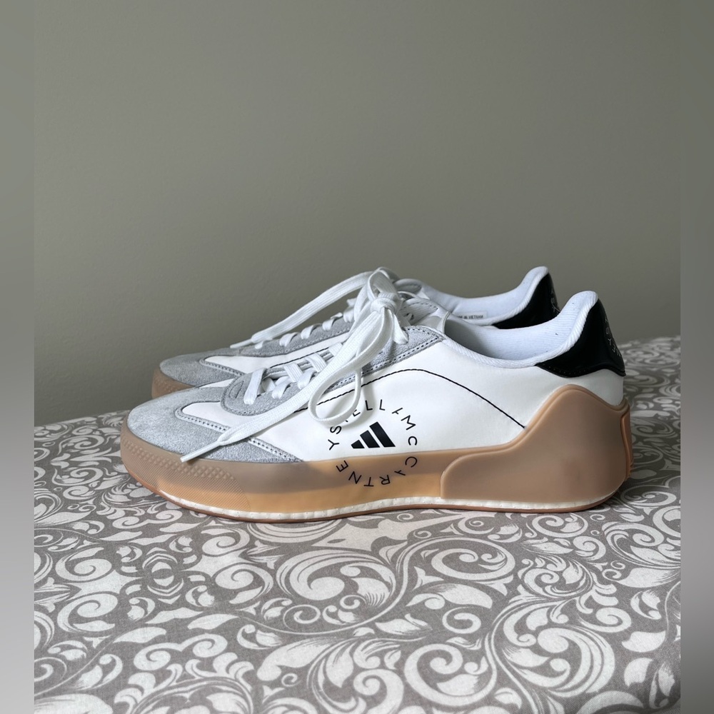 Stella McCartney for Adidas White and Black Court Sneakers